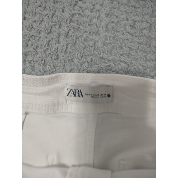 Zara Distressed Wide Leg Jeans White Sz 12 Boho Beachy Cottagecore - Picture 8 of 8